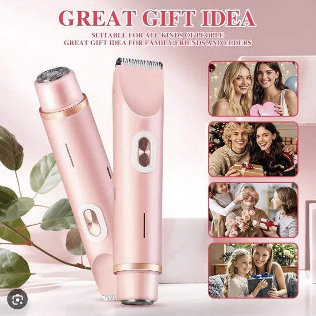 2 In 1 Hair Removal Epilator USB Rechargeable Trimmer Women Body Razor Face Leg Armpit Bikini Hand Pubic Shaver Hair Remover